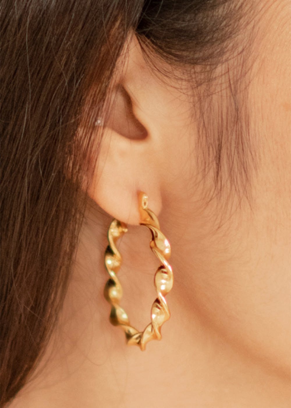Gold Plated Classic Statement Twisted Earrings