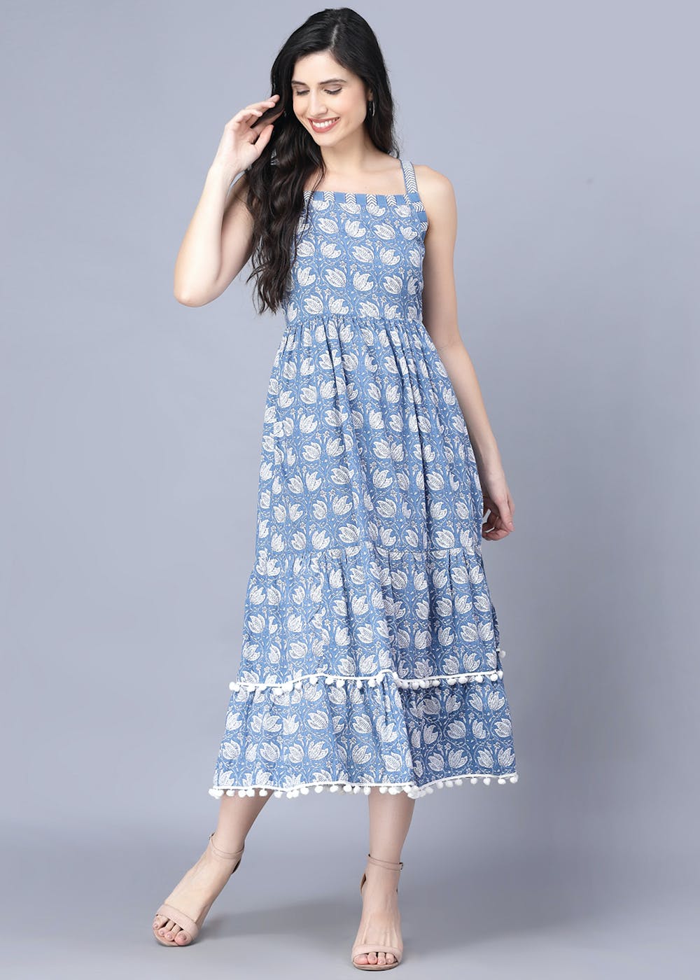 Textured handloom cotton one piece dress with Ikat combination – Sujatra