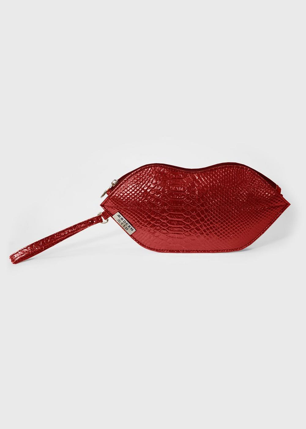 Get Textured Red Lips Shaped Metallic Makeup Pouch at ₹ 355 | LBB Shop