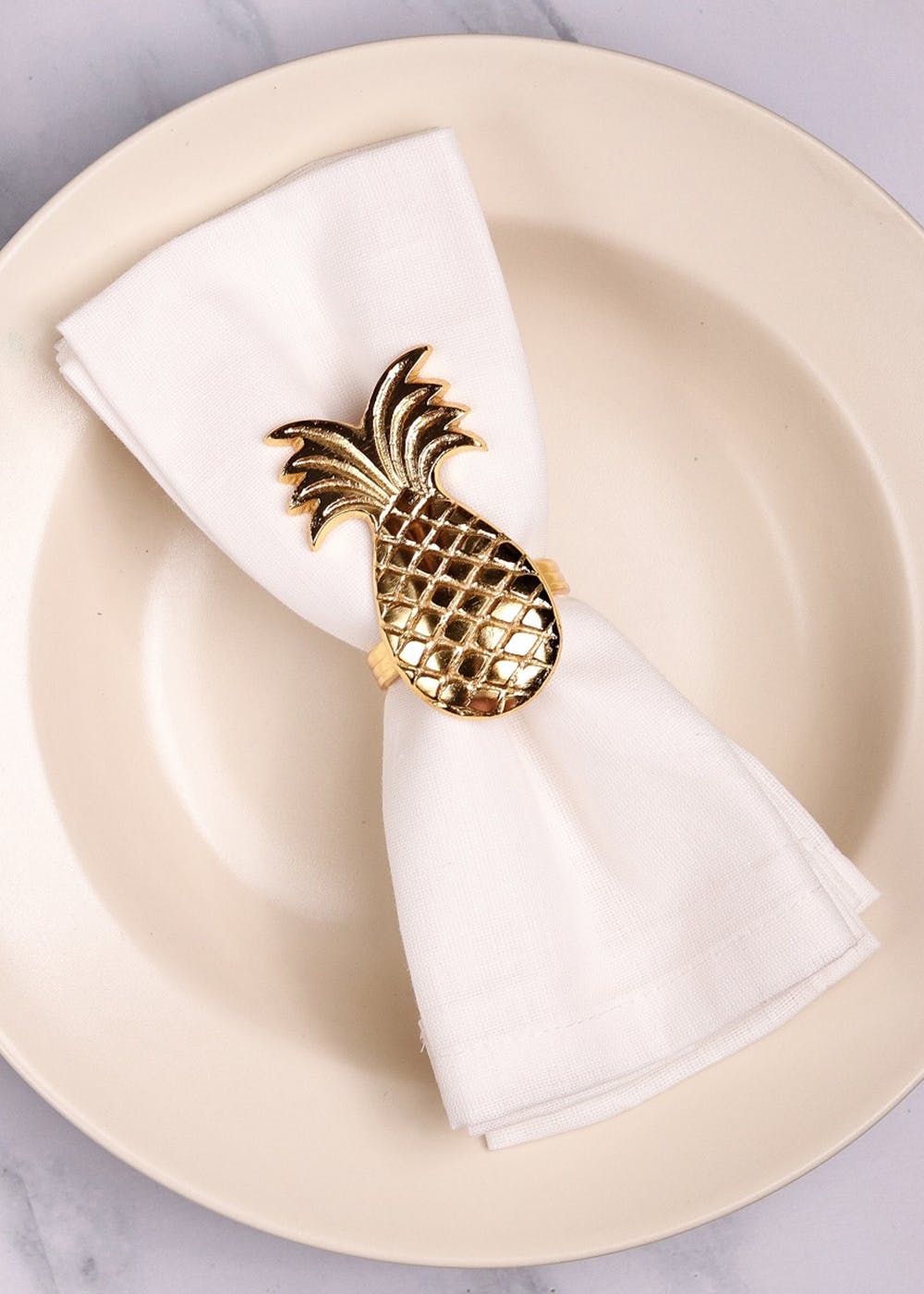 Get Pineapple Shaped Napkin Ring Set of 4 at ₹ 799 LBB Shop