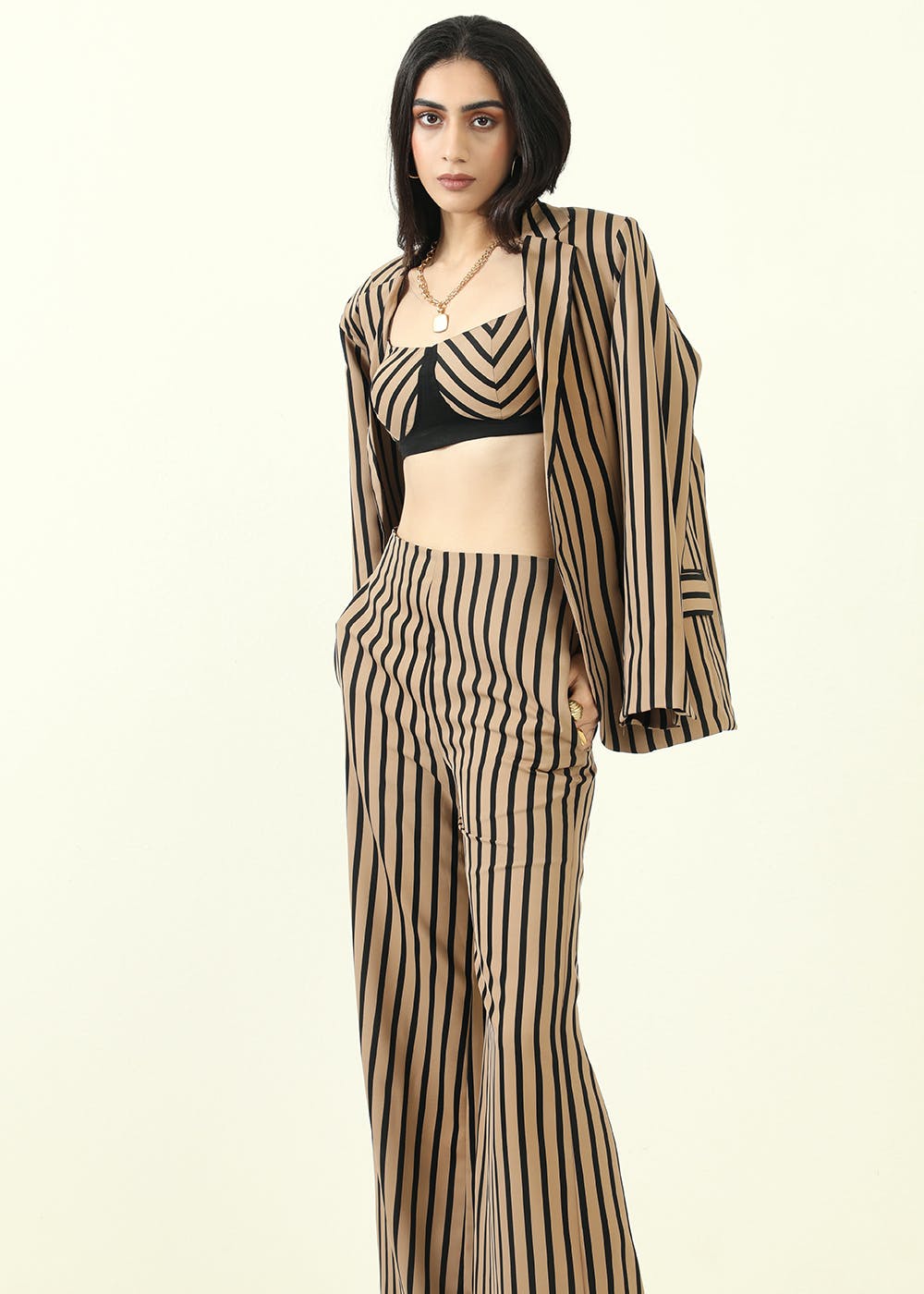 Norma Kamali Tapered Pleated Striped Trouser  Free People