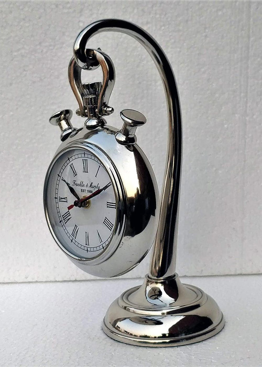 Silver Analog Vintage Table Clock
