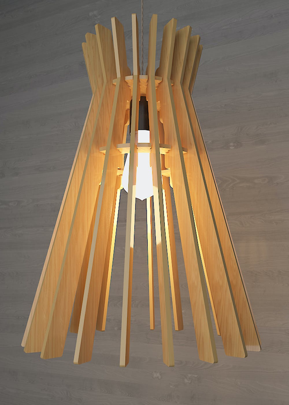 Wooden Cone Pendant Ceiling Lamp