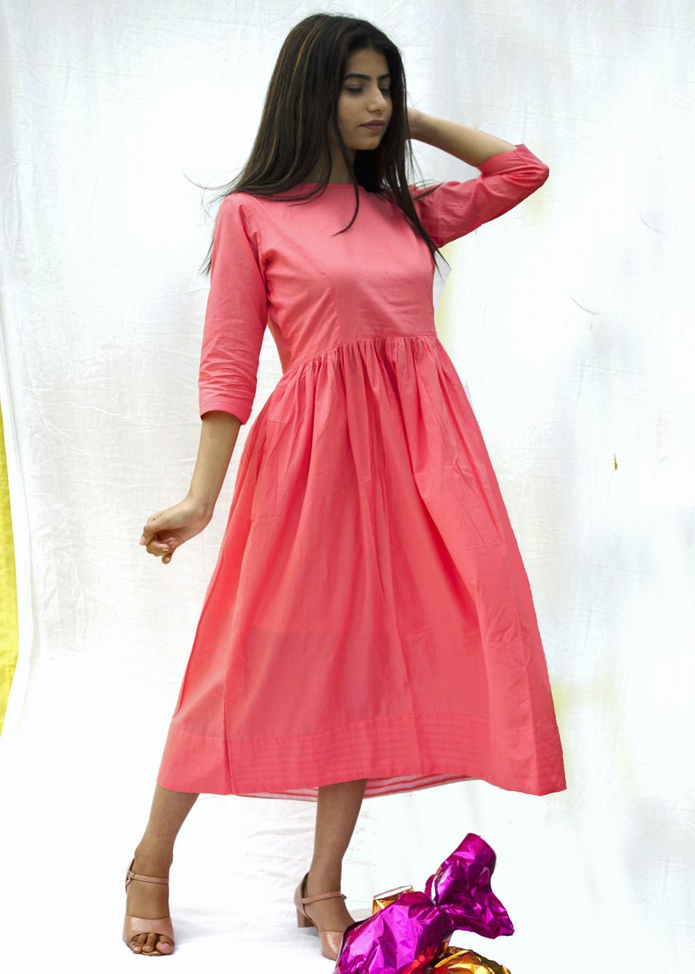 Get Solid Classic Fit & Flare Dress at ₹ 1900 | LBB Shop