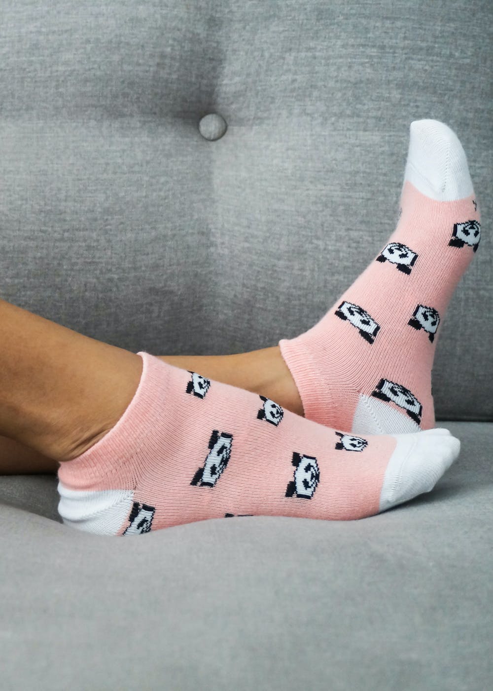 Panda Graphic Pink Low Cut Socks