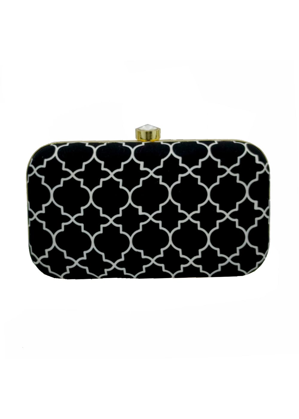 Contrast Ethnic Pattern Black Long Clutch