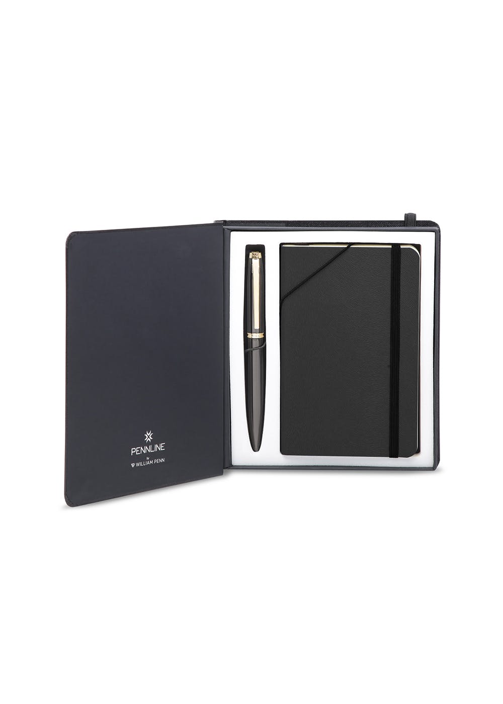 Atlas Ballpoint Pen Gloss Black With Gold Trims With A6 Softbound Notebook