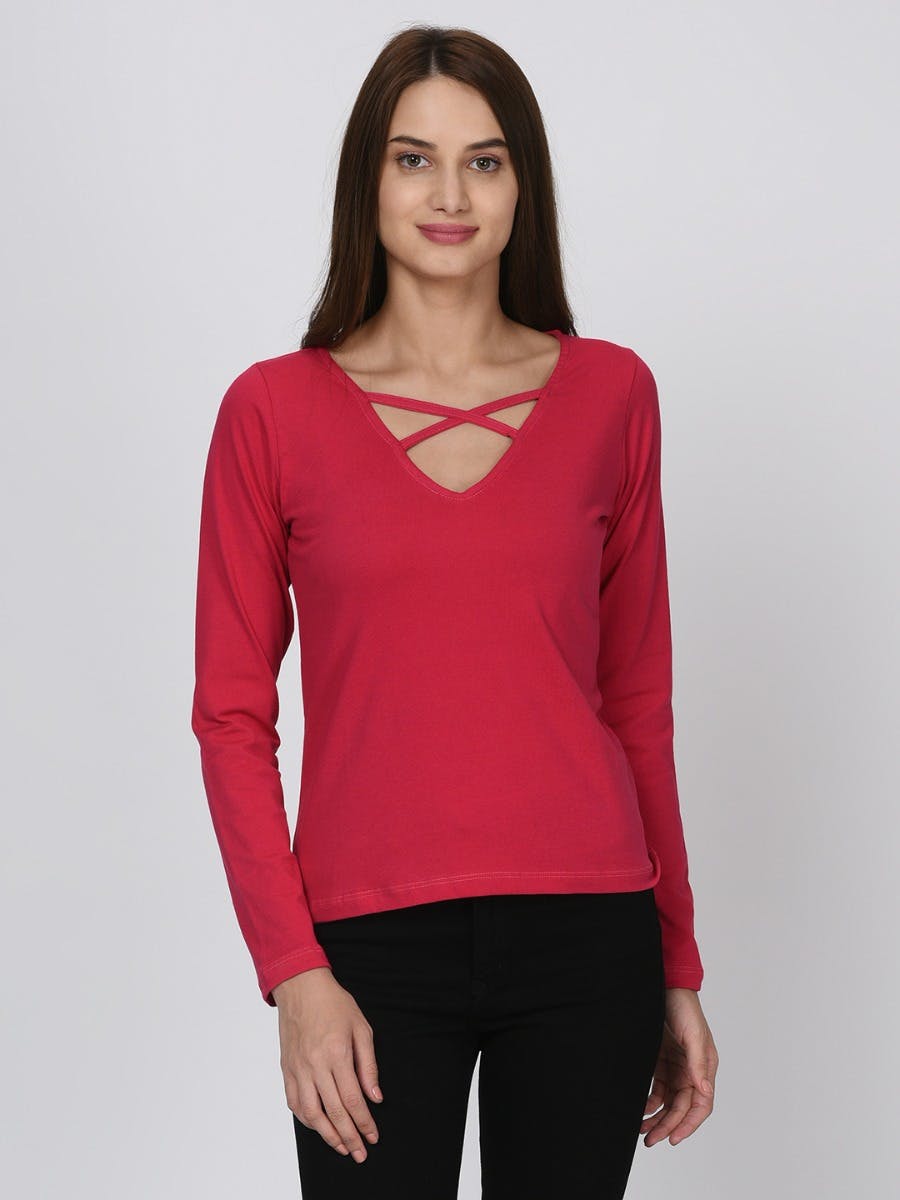 Get Criss-Cross V-Neck Top at ₹ 349 