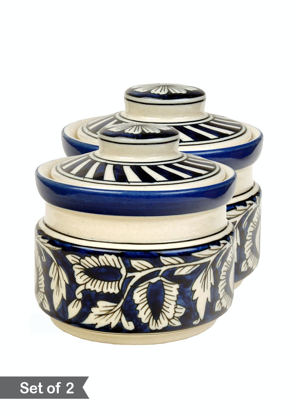Get Mughal Design Blue Kitchen Storage Jar Set of 2 at ₹ 1299 LBB Shop