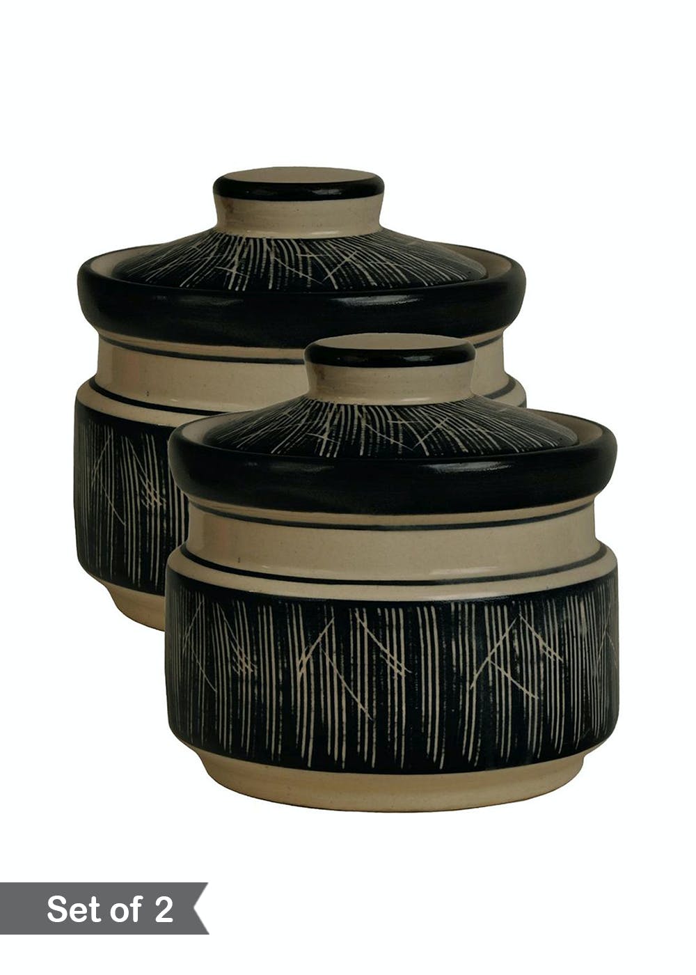 Get Black Printed Kitchen Storage Jar Set of 2 at ₹ 1399 LBB Shop