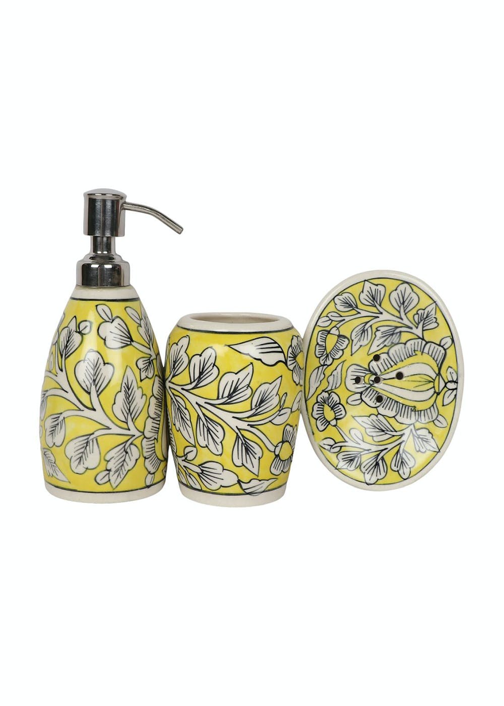 Get Floral Handpainted Yellow Bathroom Set at ₹ 1199 LBB Shop