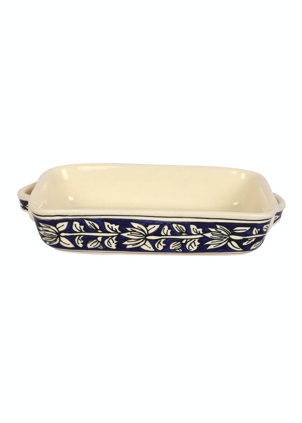 Get Handmade Blue Floral Pattern Rectangular Snack Serving Tray at ...