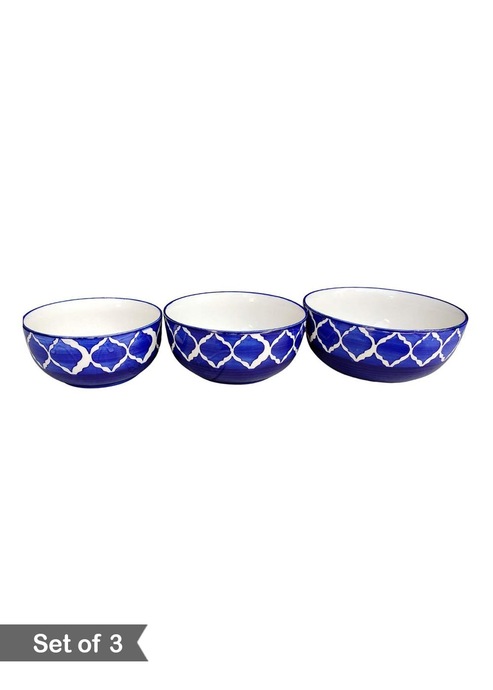 Get Khurja Blue Pottery Serving Bowl Set of 3 at ₹ 1799 LBB Shop