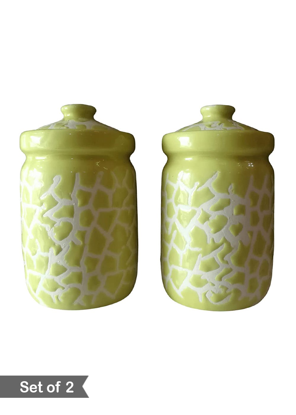 Get Abstract Design Yellow Handmade Storage Jar Set of 2 at ₹ 798