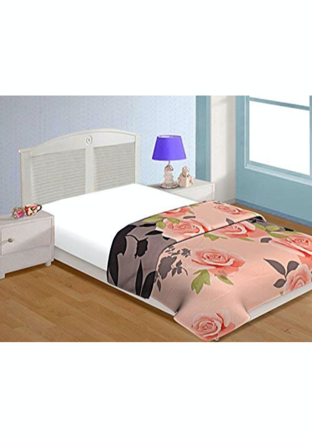 Peach flower Polyester Microfiber Reversible Double Bed Dohar/Blanket