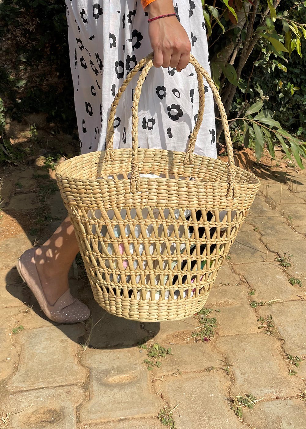 Vintage Bath & Body Works Wicker Basket/Purse Tan Pink Floral | eBay