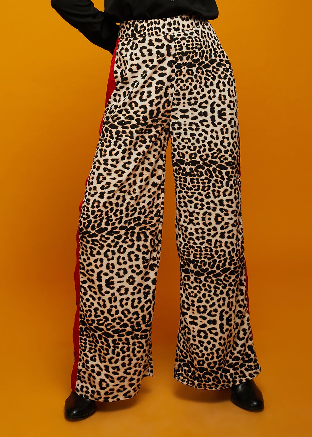 Ribbed trousers  BeigeLeopard print  Ladies  HM IN