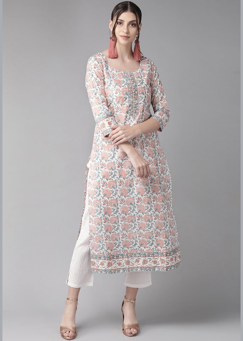 white printed kurtis