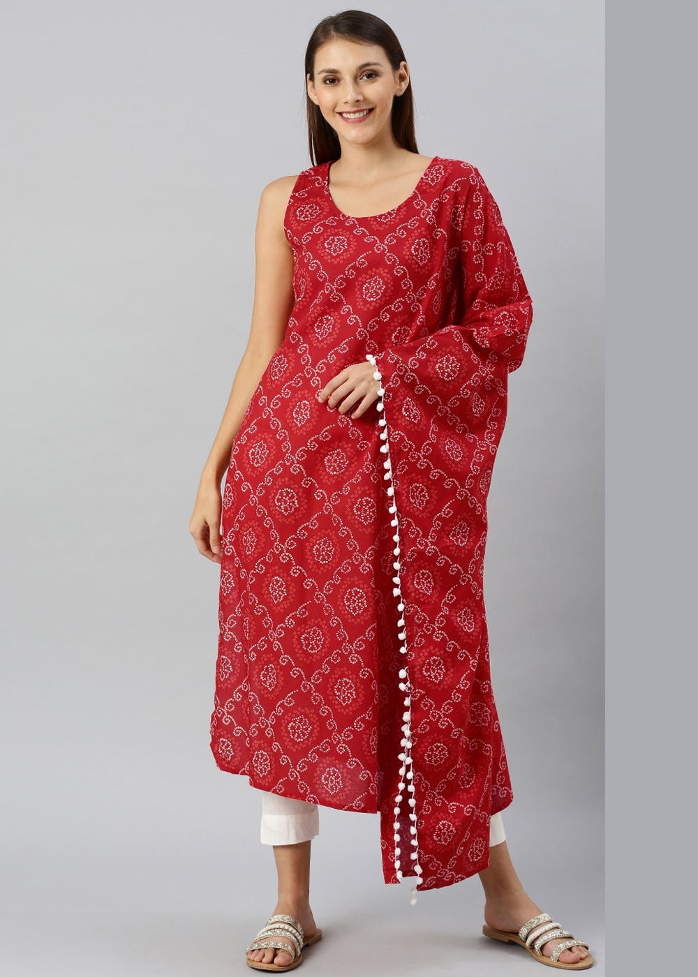 modern bandhani kurti neck designs