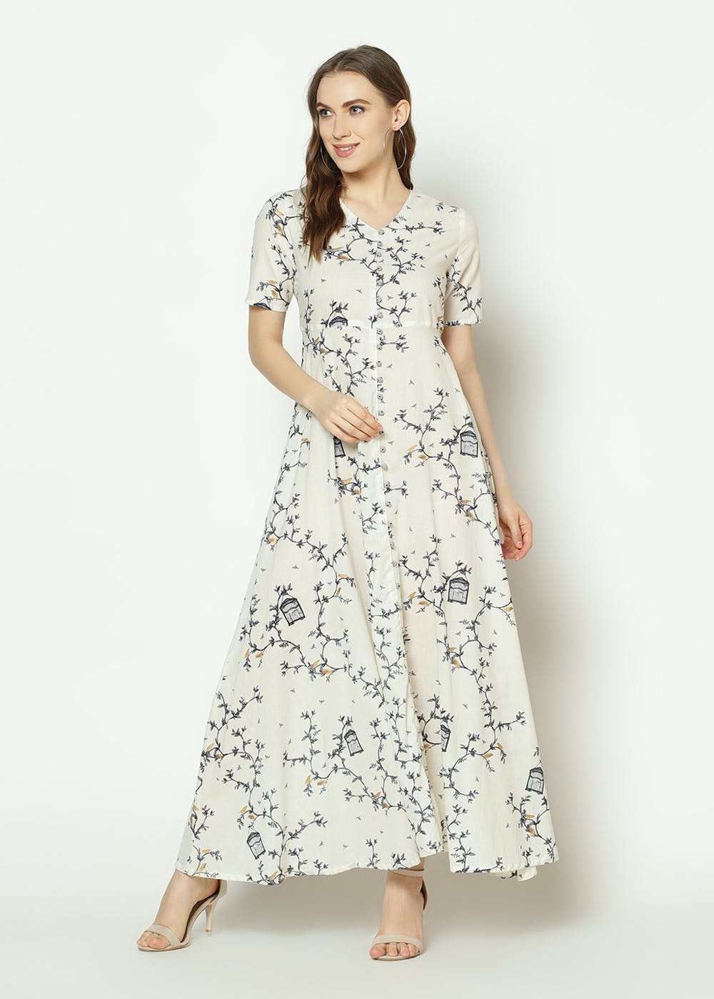 off white dress floral