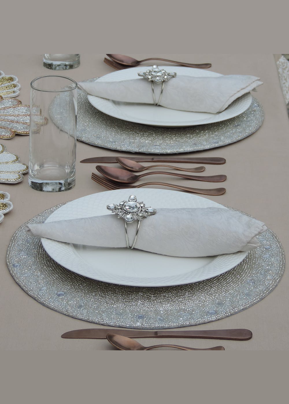 Get Silver Embroidered Placemat at ₹ 699 | LBB Shop